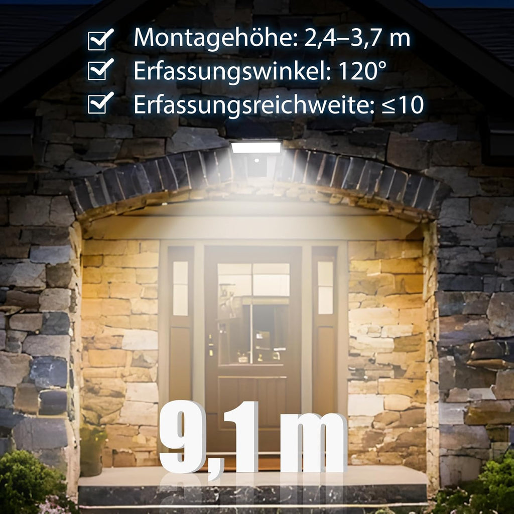 JESLED Solar Wandleuchte Aussen 90 LED mit Bewegungsmelder 4 Modi, 2 Stueck
