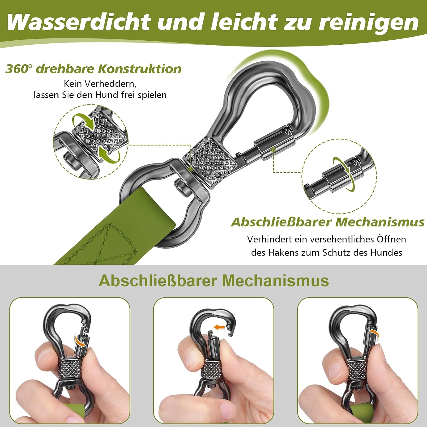 XBEN Schleppleine gummiert wasserdicht mit Karabiner 3m-30m