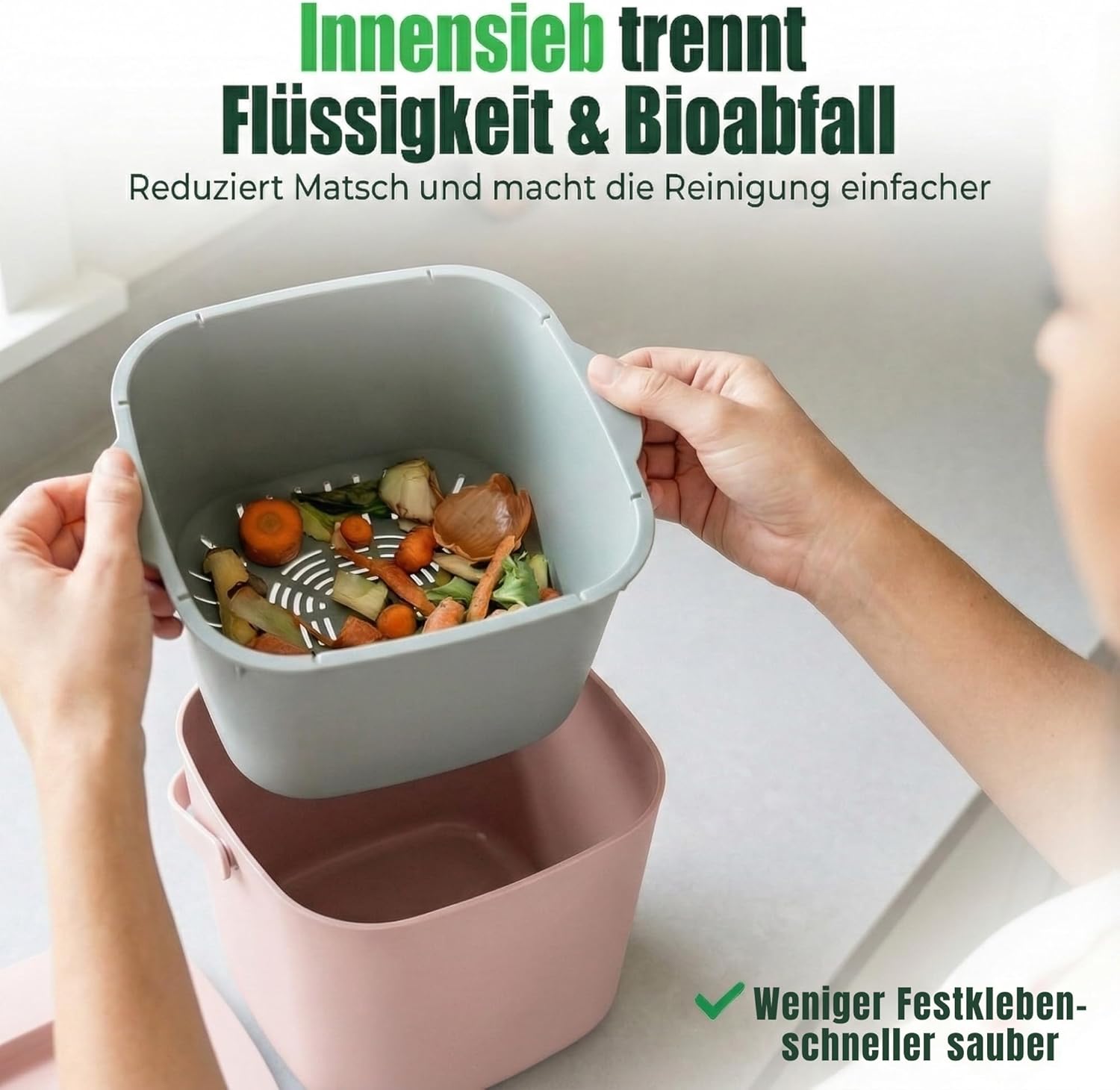 Komposteimer Kueche mit Deckel Biomuelleimer Geruchsdichter Behaelter
