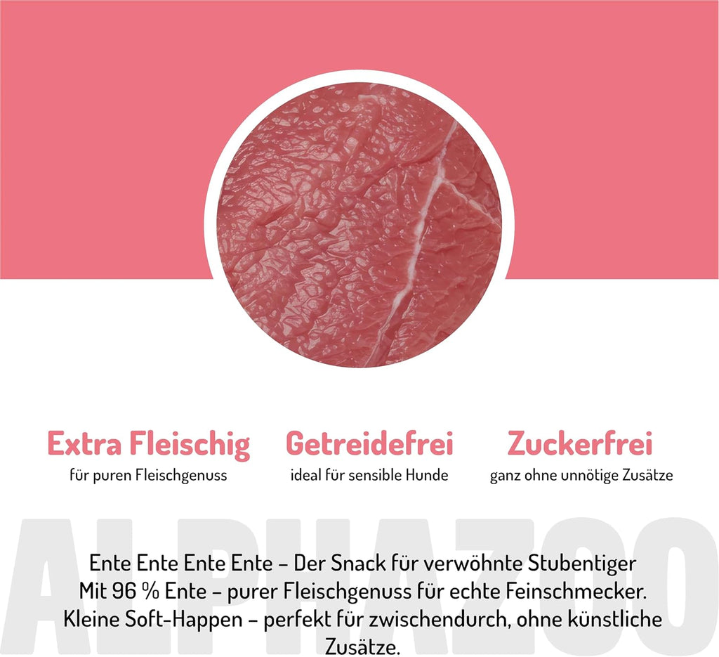 alphazoo Katzensnack Ente, getreidefrei, 96% Ente, verschiedene Sorten, 21,6