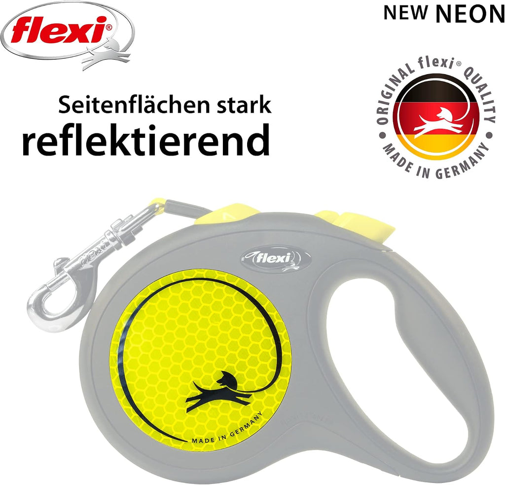 flexi Neon S 5m Roll-Leine schwarz mit neon-gelbem Gurt fuer Hunde bis