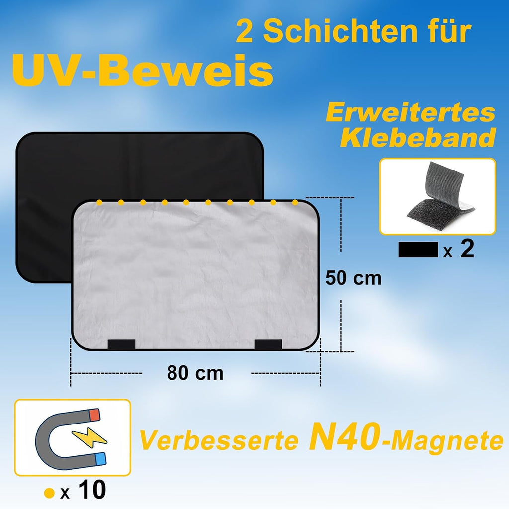 Lechin Sonnenschutz magnetisch Auto Vorhang 2er Set fuer Seiten- und Heckscheibe