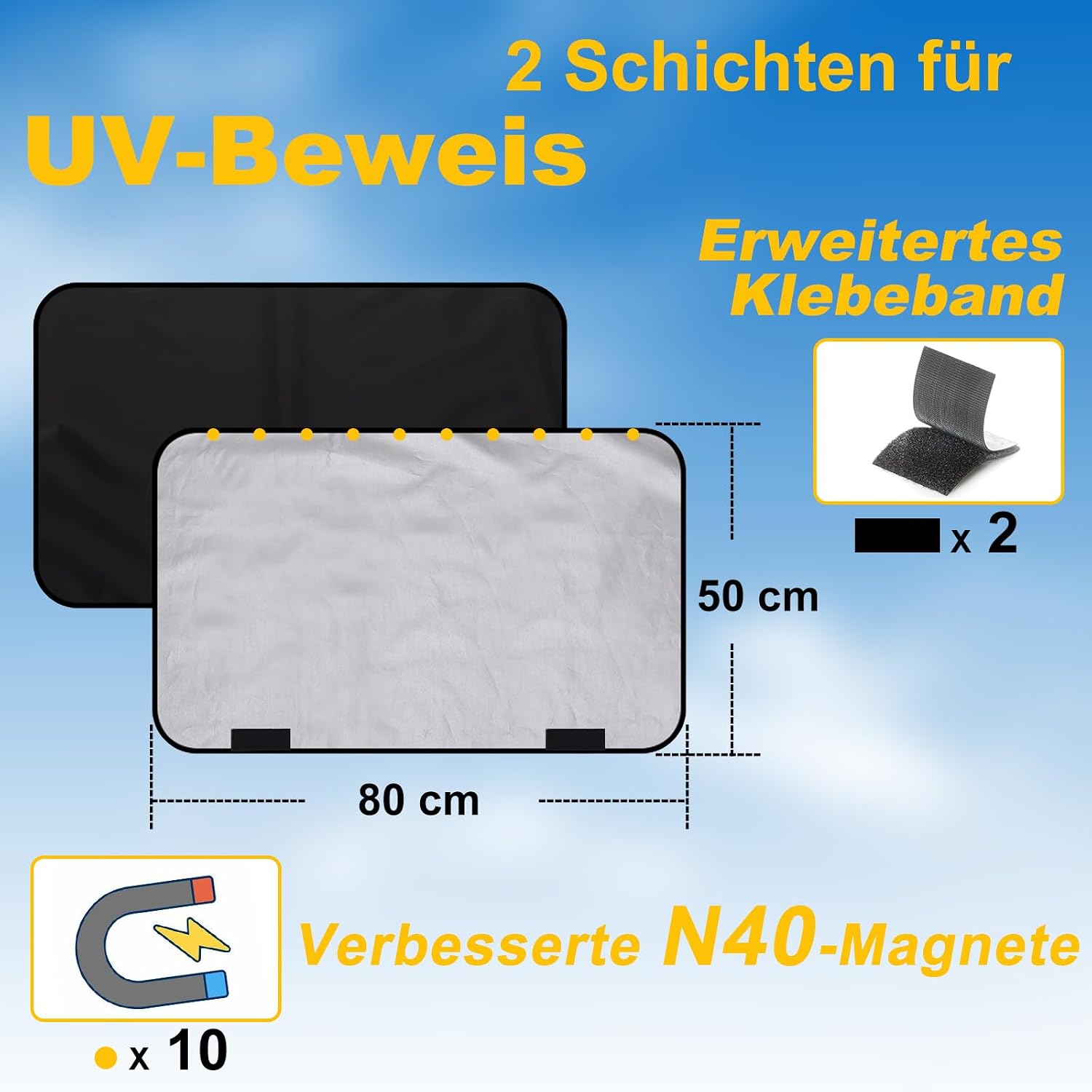 Lechin Sonnenschutz magnetisch Auto Vorhang 2er Set fuer Seiten- und Heckscheibe
