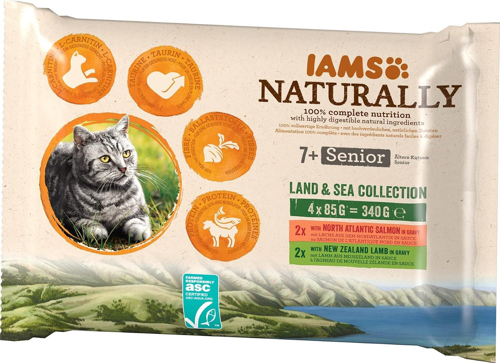IAMS Naturally Senior Katzenfutter Nass Land & Sea Collection 12x85g