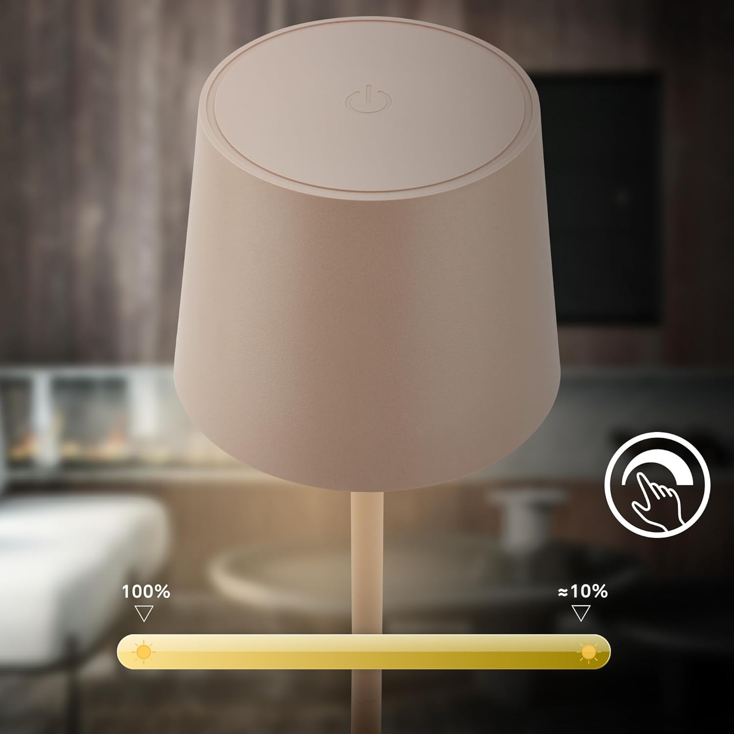 Briloner LED Tischlampe kabellos dimmbar Touch Akku IP44 beige 11x34,5 cm