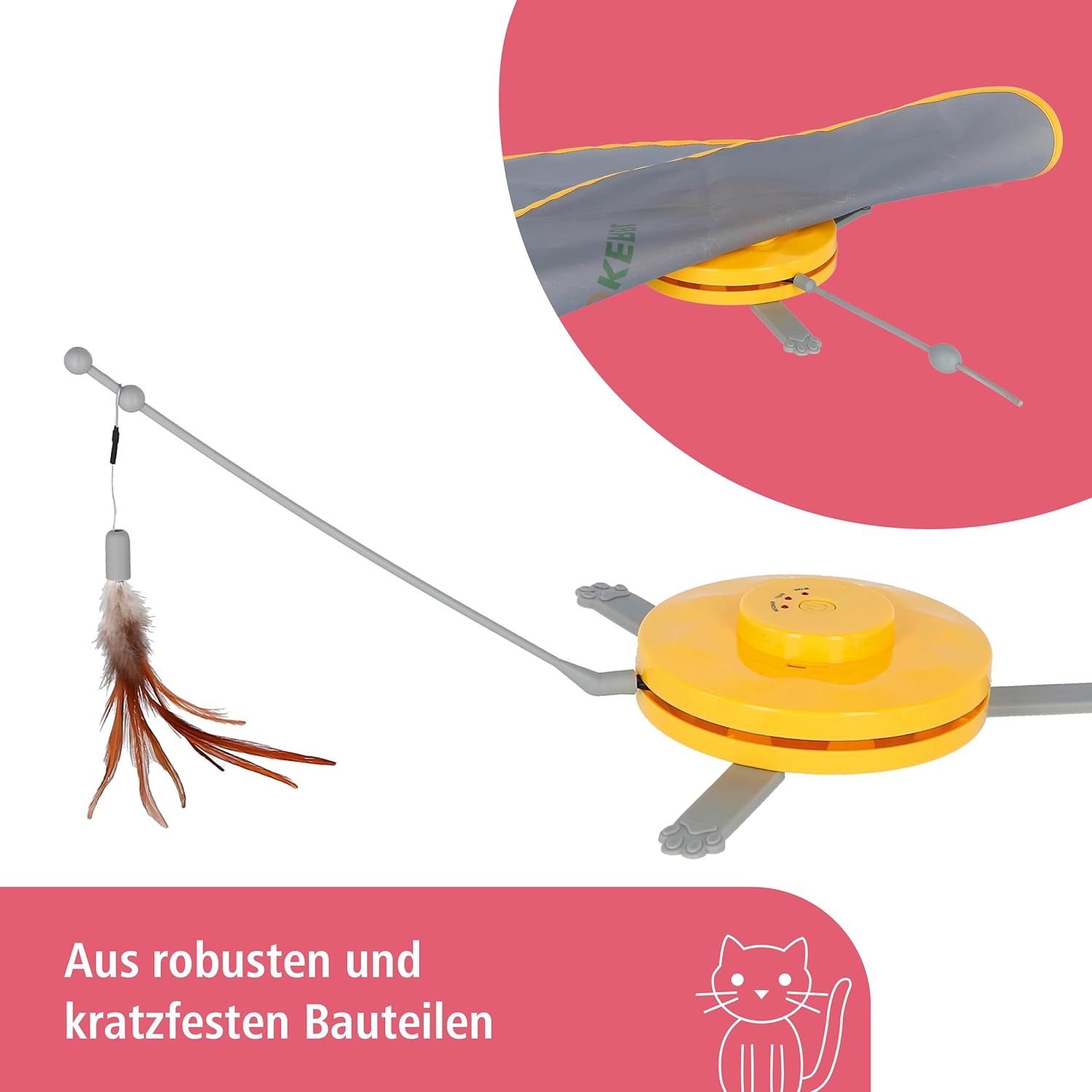 Kerbl Pet Katzenspielzeug 2in1 Catch Tailfeather Federwedel automatisch