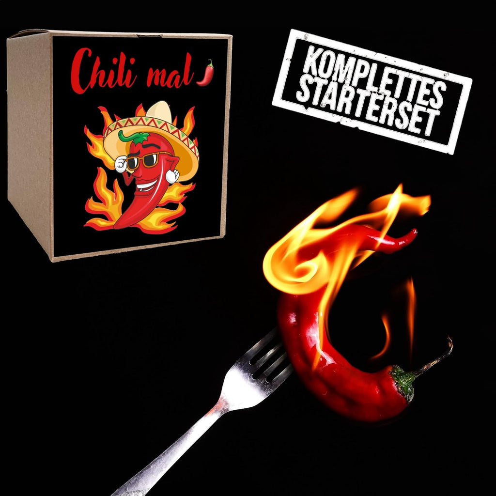 Chili Anzuchtset mit Samen und Pflanzanleitung Geschenk fuer Herren