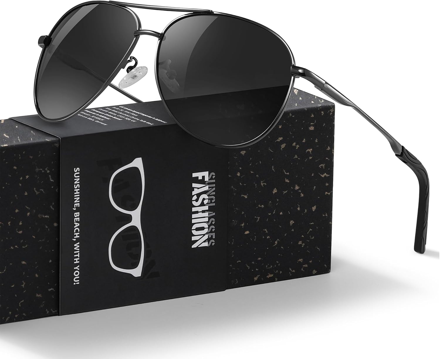 Polarisierte Sonnenbrille Unisex UV400 Fliegerstil ultraleicht schwarz