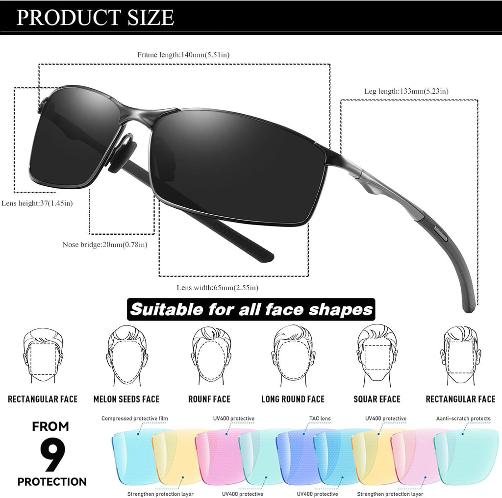 LEDING&BEST Polarisierte Piloten Sonnenbrille Metallrahmen Unisex