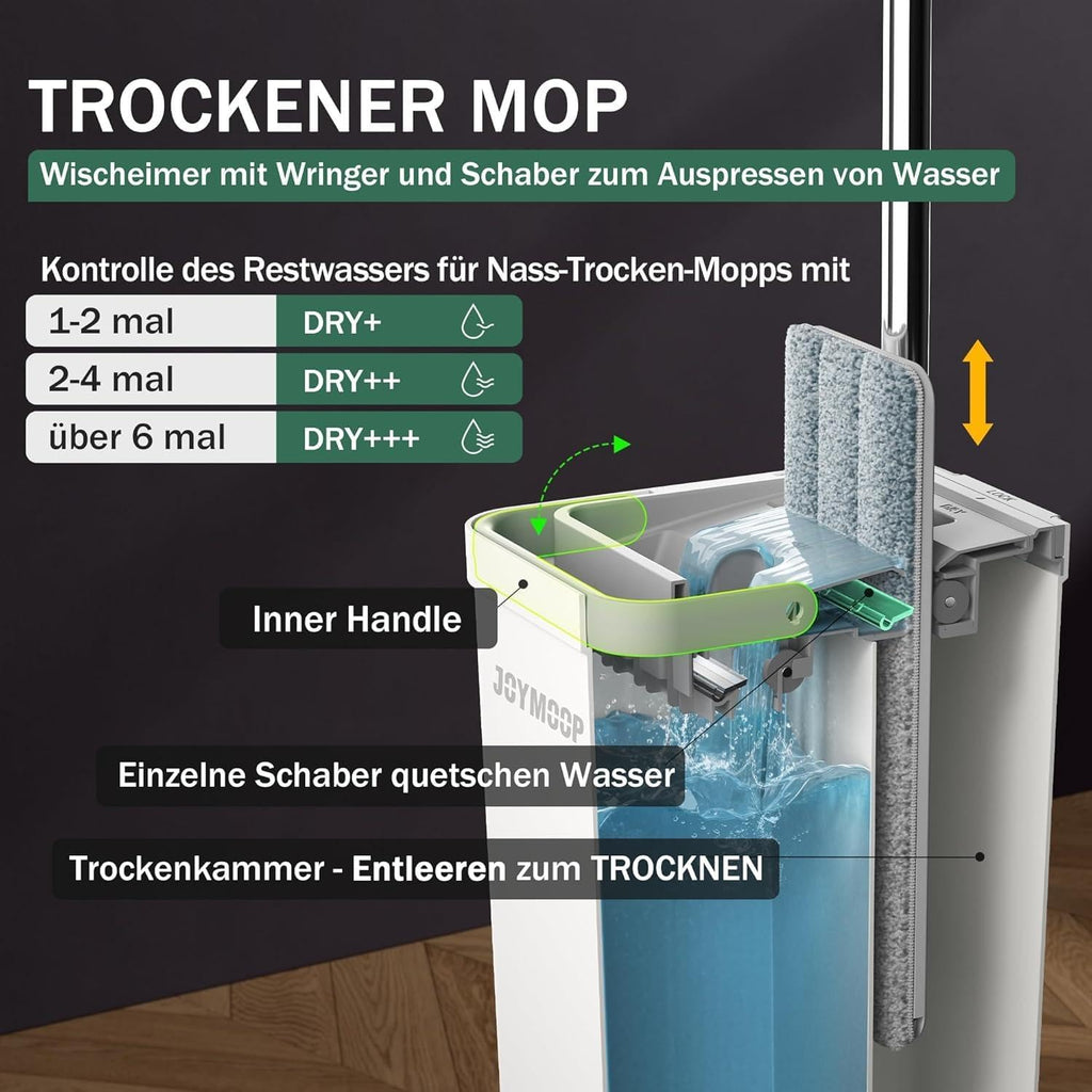 JOYMOOP Wischmopp Set mit Eimer Mikrofaser Bodenwischer