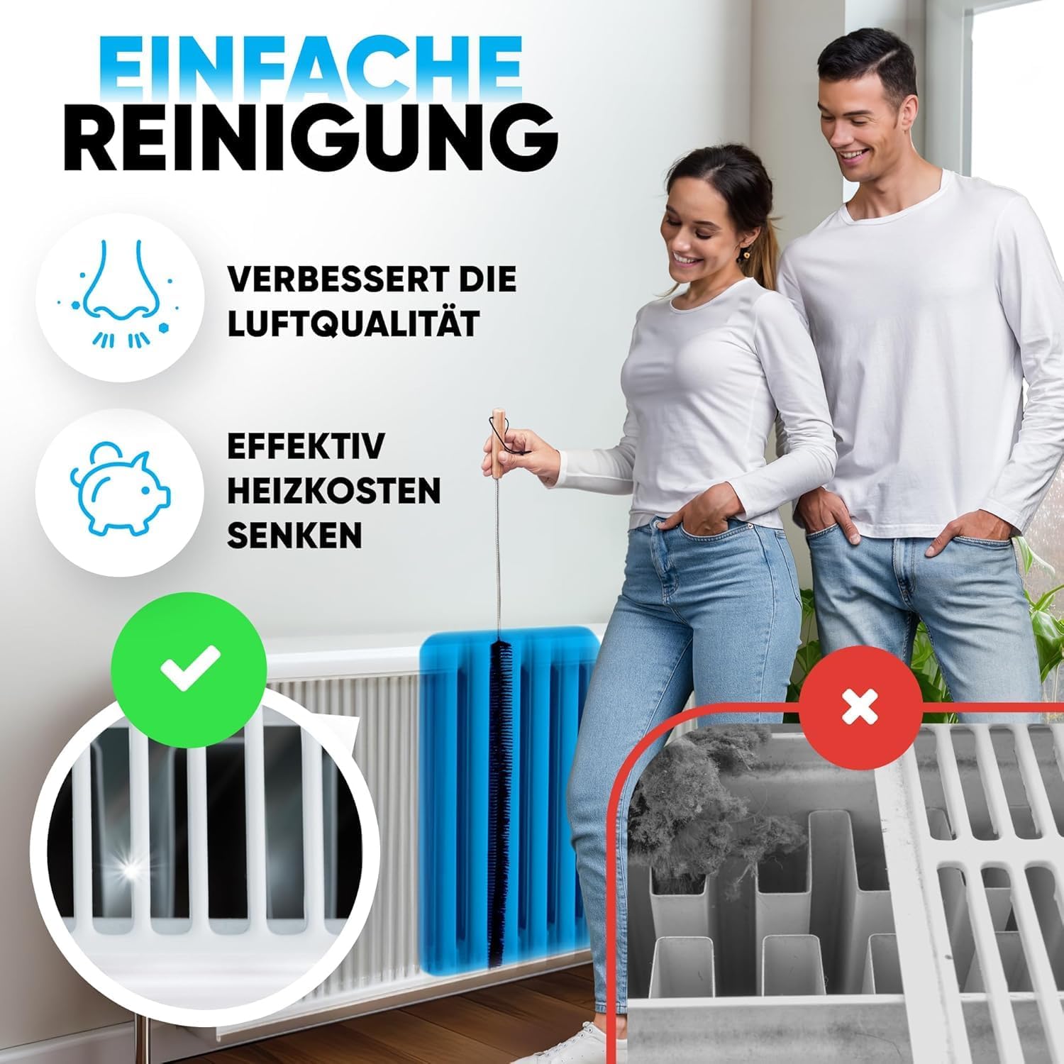 Heizkoerperbuerste flexibel 80cm-117cm Reinigungsbuerste Teleskopheizkoerper