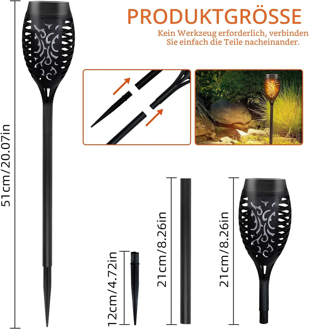 CNMTCCO Solar Gartenleuchten 6er Set mit Flammeneffekt IP65 Wasserdicht