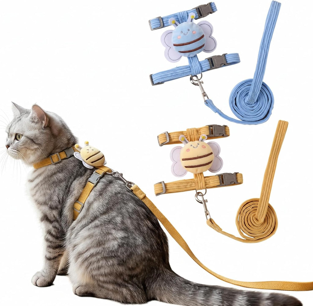 Katzengeschirr verstellbar 2er Set atmungsaktiv Softgeschirr mit Leine Brustgurt