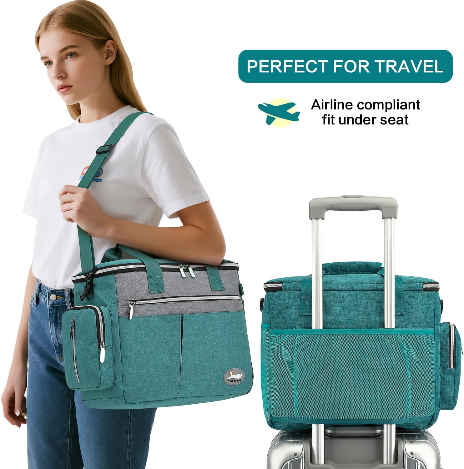 Hundetragetasche Reisetasche Flugzeug geeignet mit 2 Futtertaschen, 2 Napf, Fuett