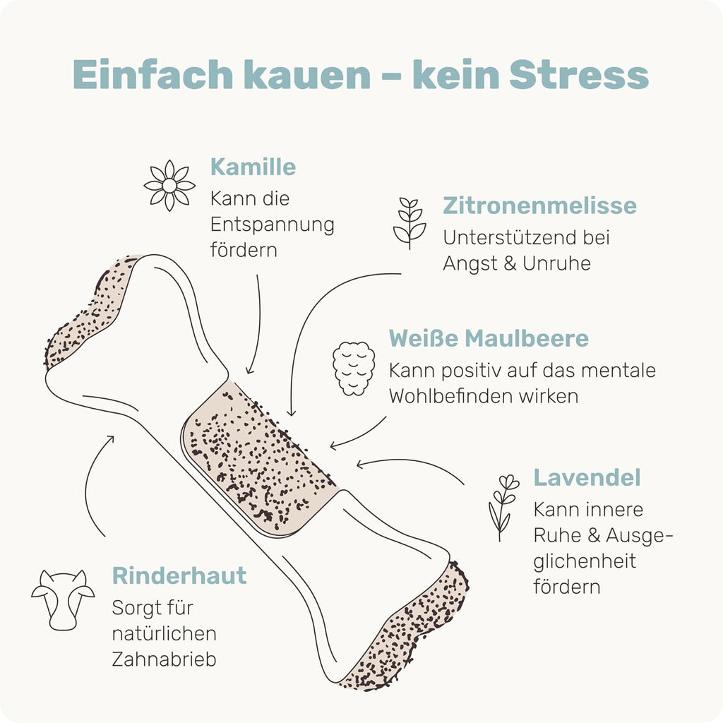 Mammaly Relax Bone Kauknochen 12 cm Rinderhaut Kamille Lavendel