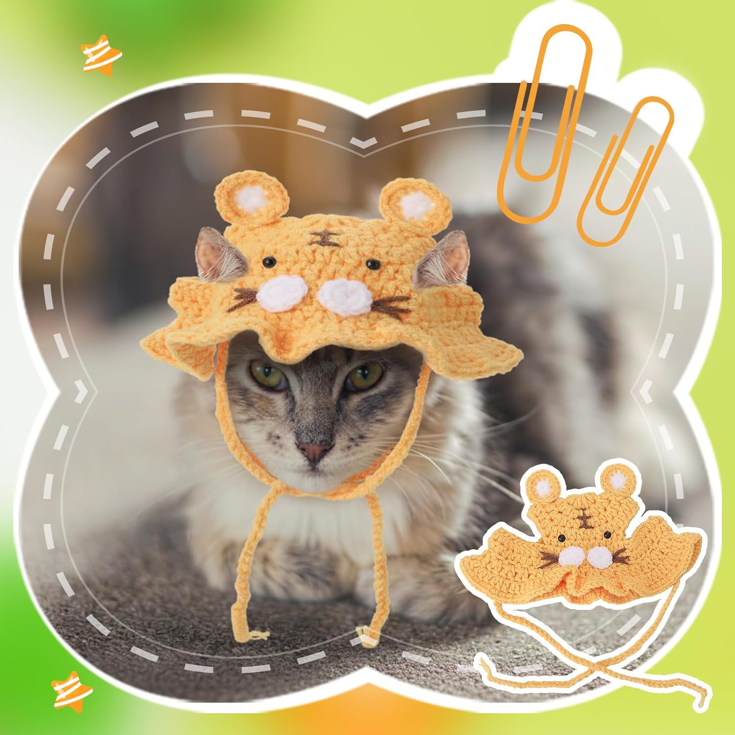 5er Set verstellbare Haustiermuetzen fuer kleine Hunde und Katzen, Designmix