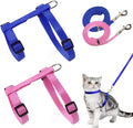 2er Set Katzengeschirr Nylon verstellbar mit Leine Blau Rosa Kaetzchen