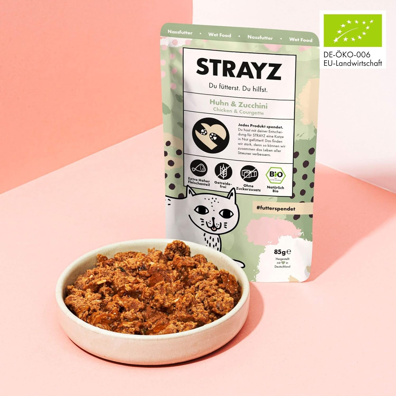STRAYZ Nassfutter Probierpaket Katzen getreidefrei hoher Fleischanteil bio