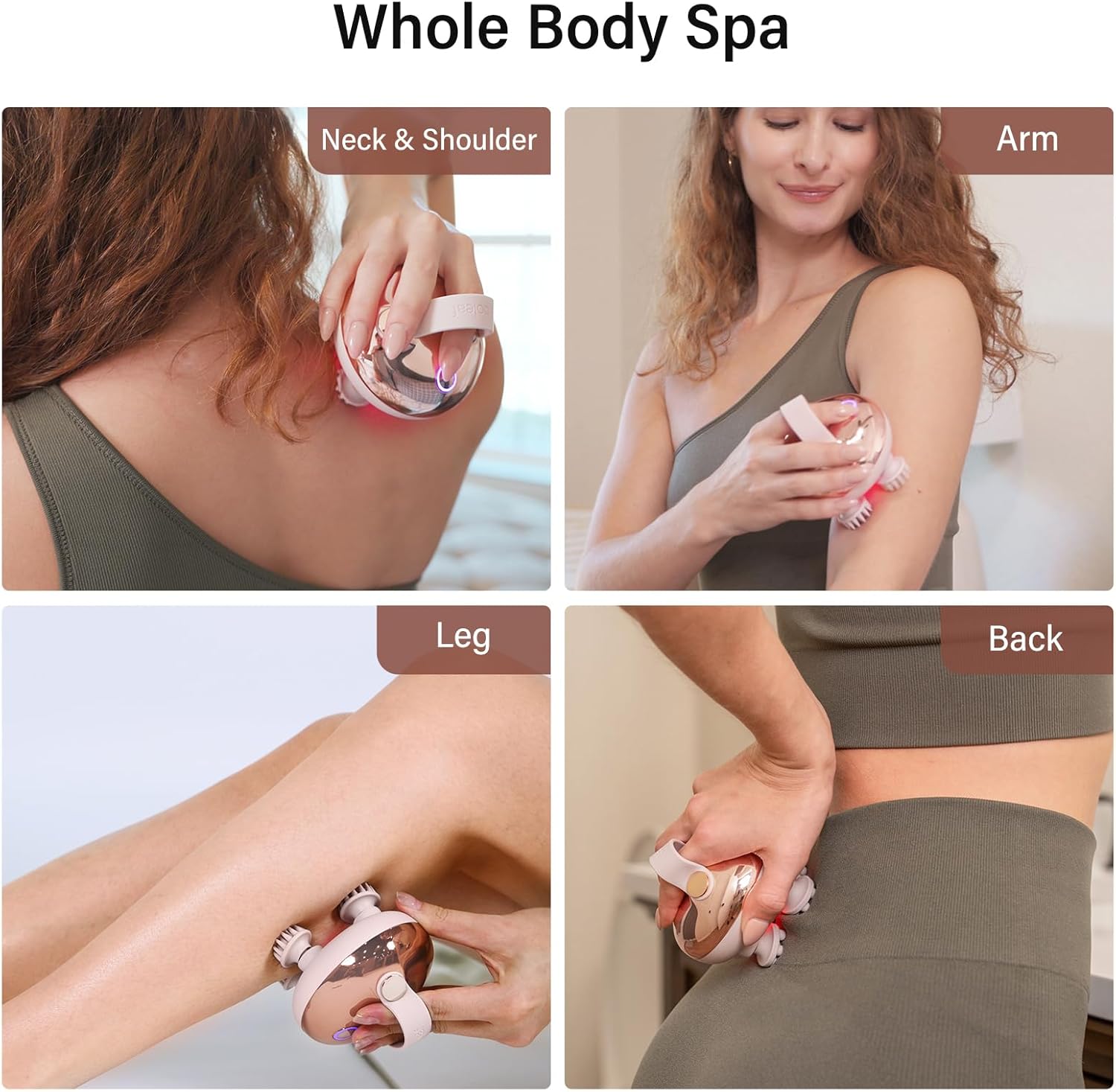 Arboleaf Kopf-Massagegeraet elektrisch IPX7 wasserdicht 8 Koepfe Gold