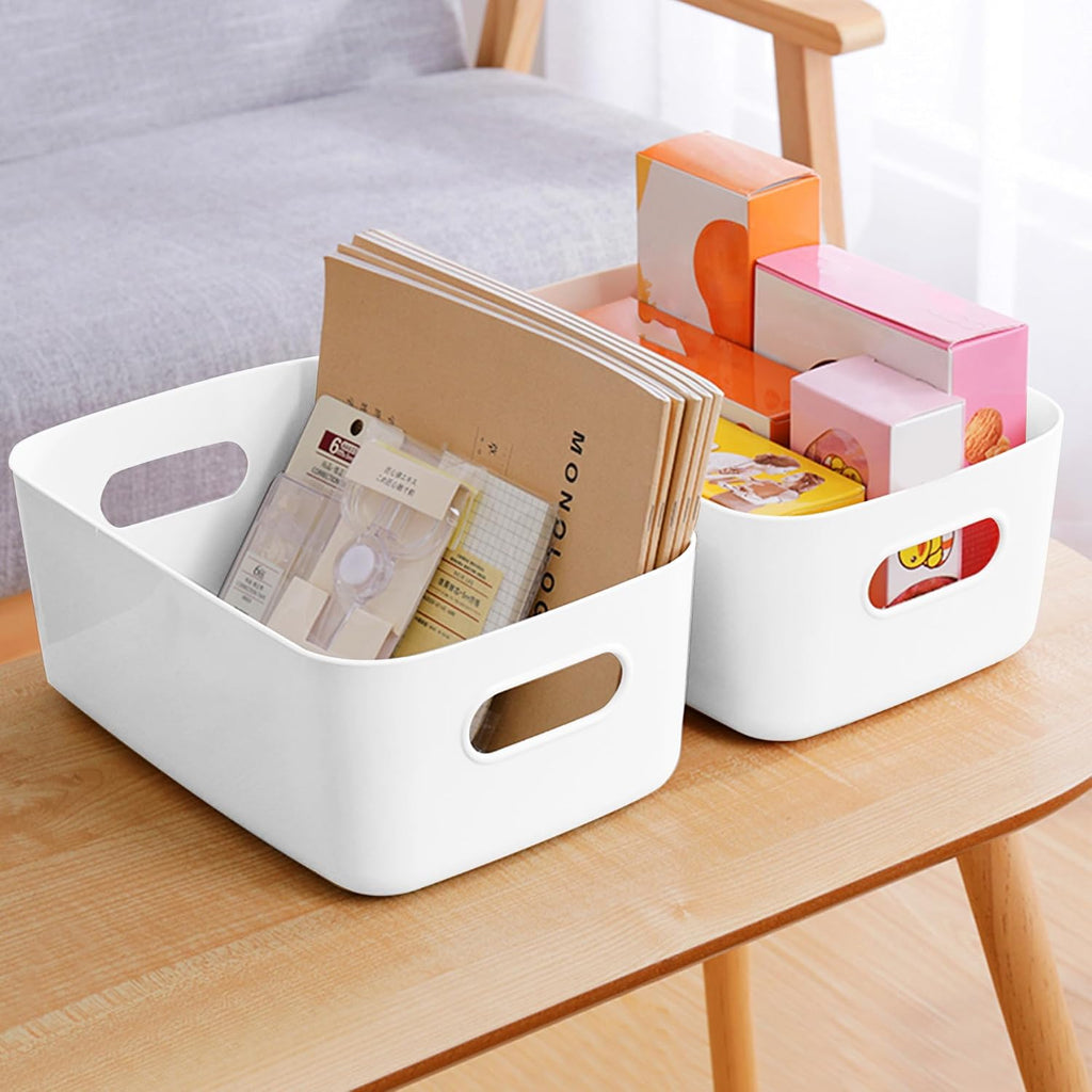 Aufbewahrungsbox 10er Set Kunststoff mit Griffen Weiss - stapelbar