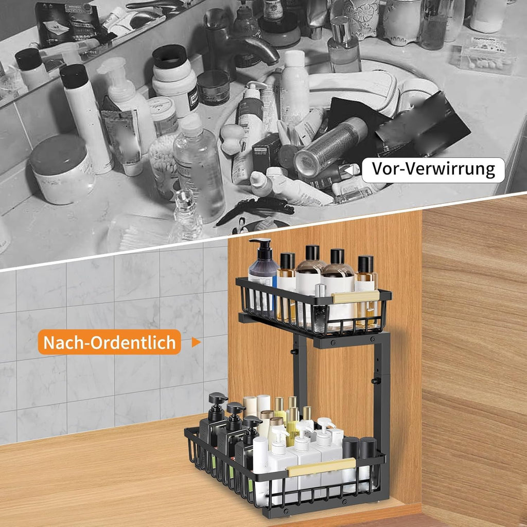 Unter Waschbecken Organizer 2 Etagen Ablage Regal fuer Kuechenschrank