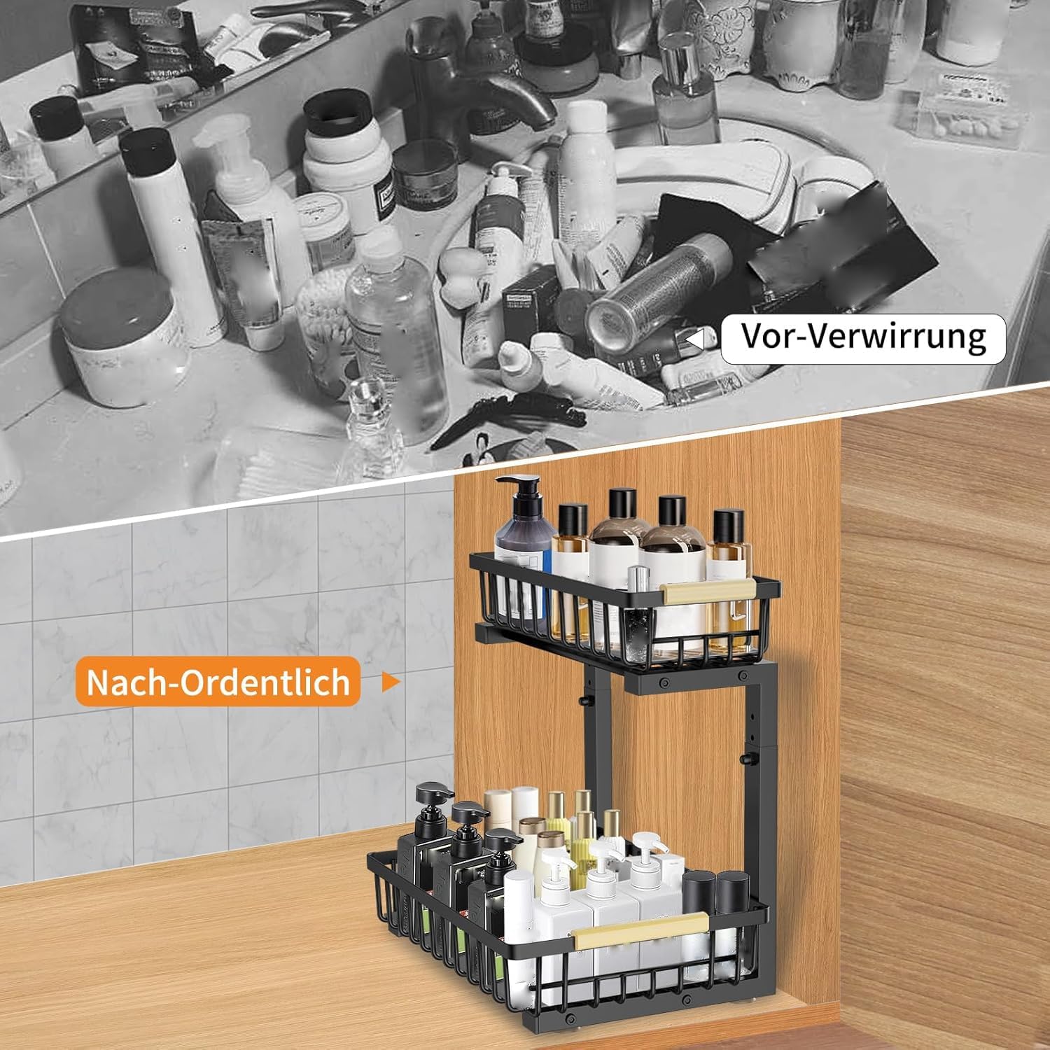 Unter Waschbecken Organizer 2 Etagen Ablage Regal fuer Kuechenschrank