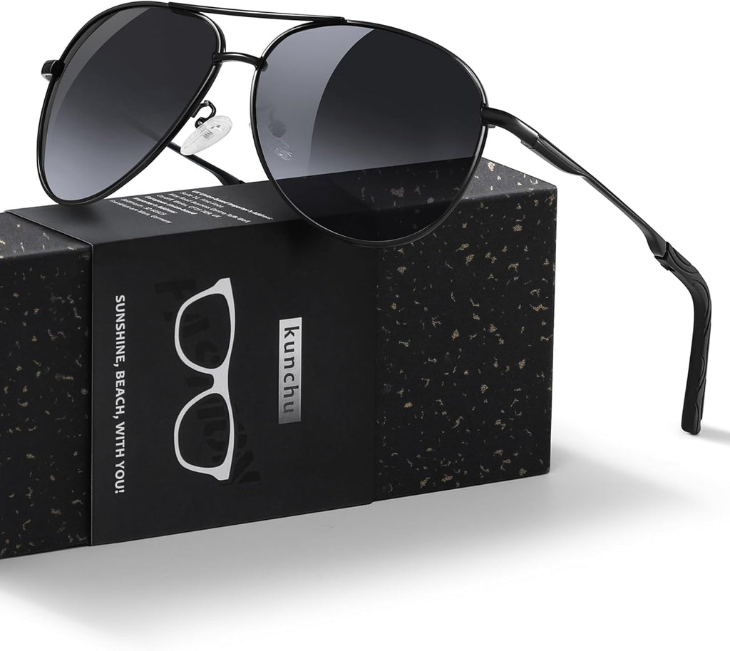 Polarisierte Sonnenbrille Unisex UV400 Fliegerstil ultraleicht schwarz