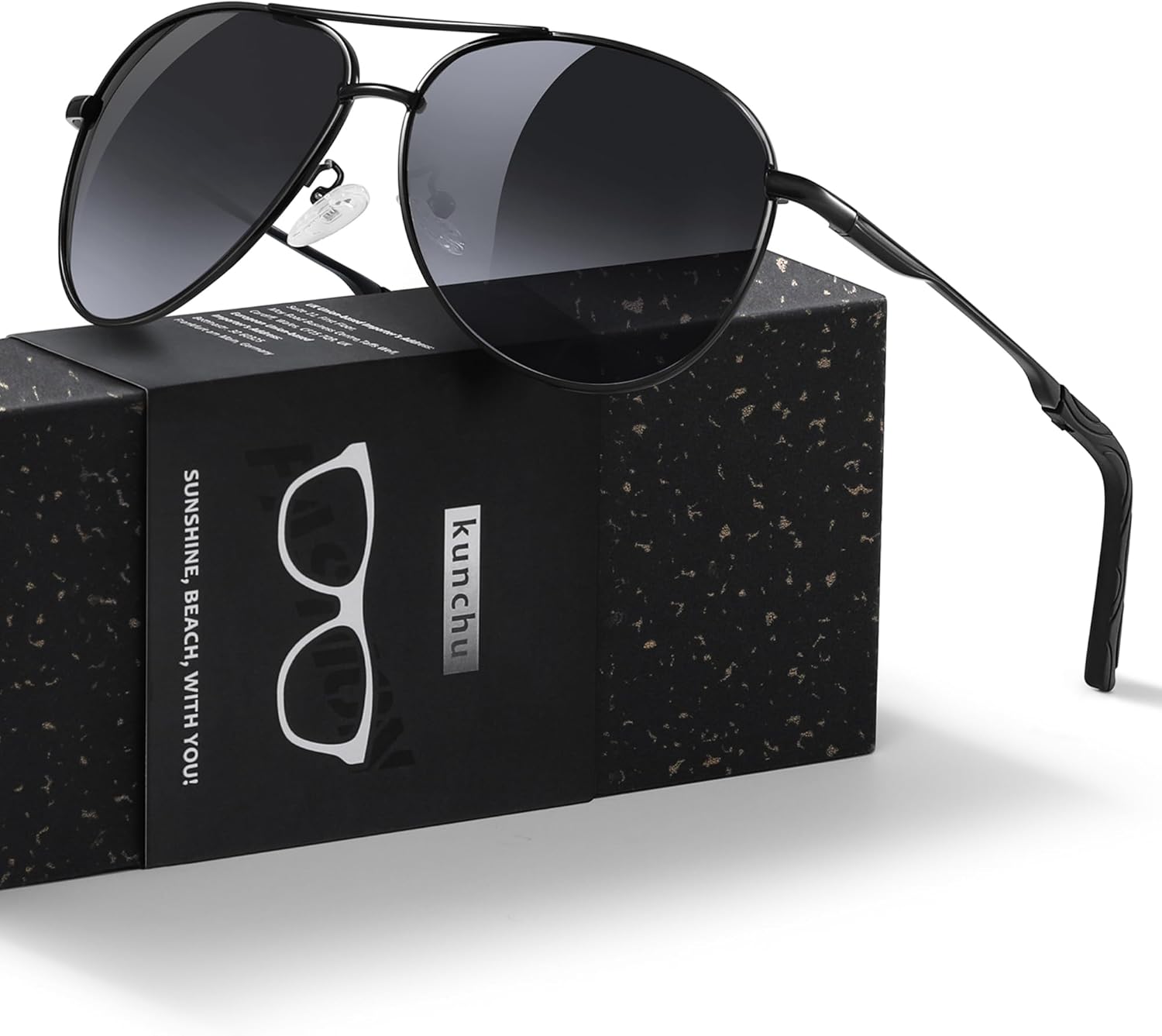 Polarisierte Sonnenbrille Unisex UV400 Fliegerstil ultraleicht schwarz