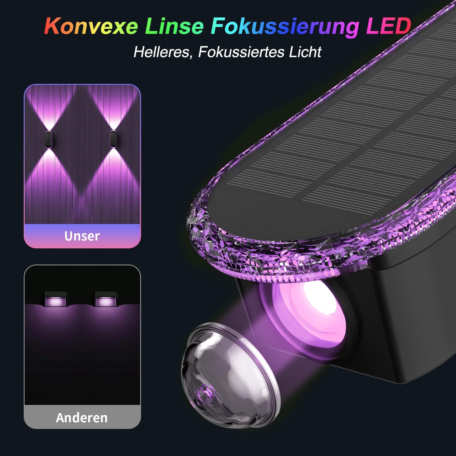 ELLASAY Solar Wandleuchte aussen IP65 Up-and-Down, 3 Lichtfarben, 4er Set