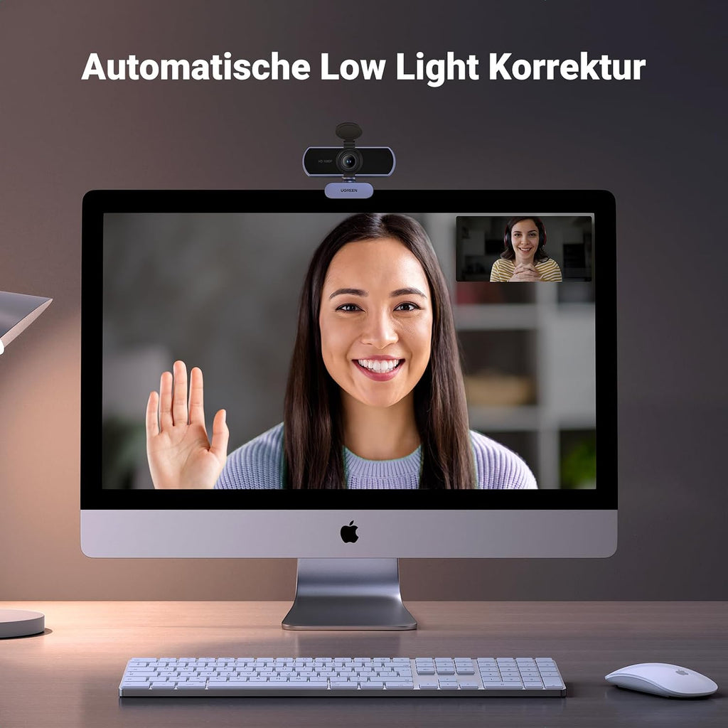 UGREEN Webcam 1080p Full HD USB mit Mikrofon 90° Sichtfeld