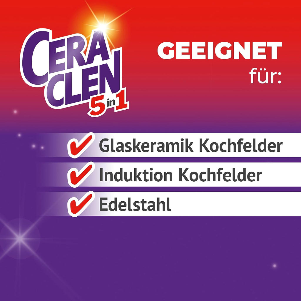Ceraclen Kochfeldreiniger 200 ml fuer Glaskeramik Induktion Edelstahl