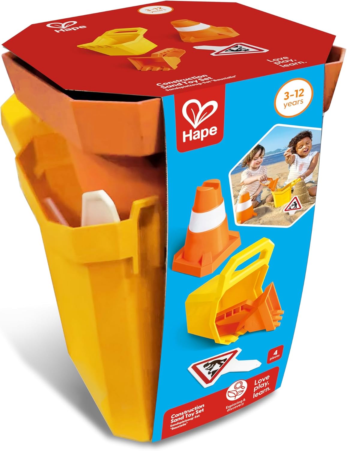 Hape Sandspielzeug Baustelle Set 4-teilig Kinder Sandkasten Spielzeug
