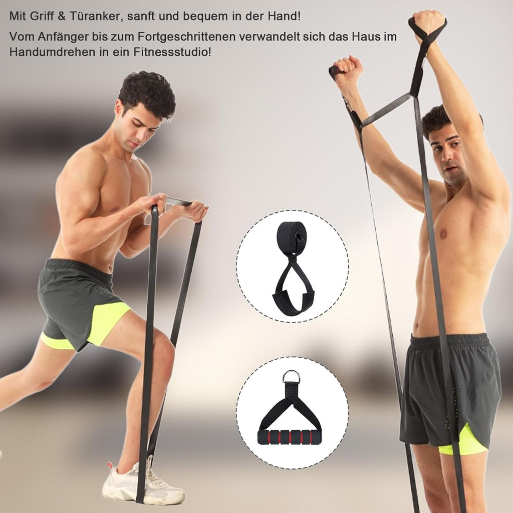 SURFOU Fitnessbaender Set 4 Widerstandsstufen mit Tueranker und Griffen