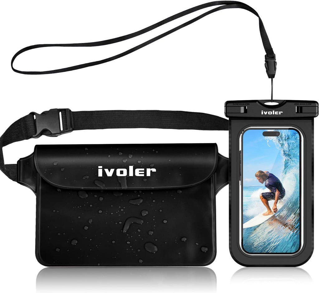 ivoler wasserdichte Bauchtasche mit Handytasche schwarz Universal Strand Tasche