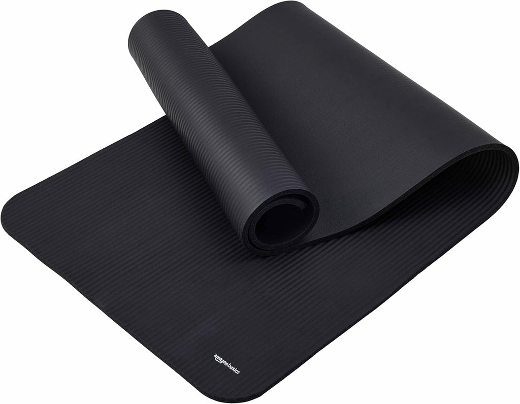 Yogamatte 183 x 61 cm extra dick Fitnessmatte rutschfest Schwarz