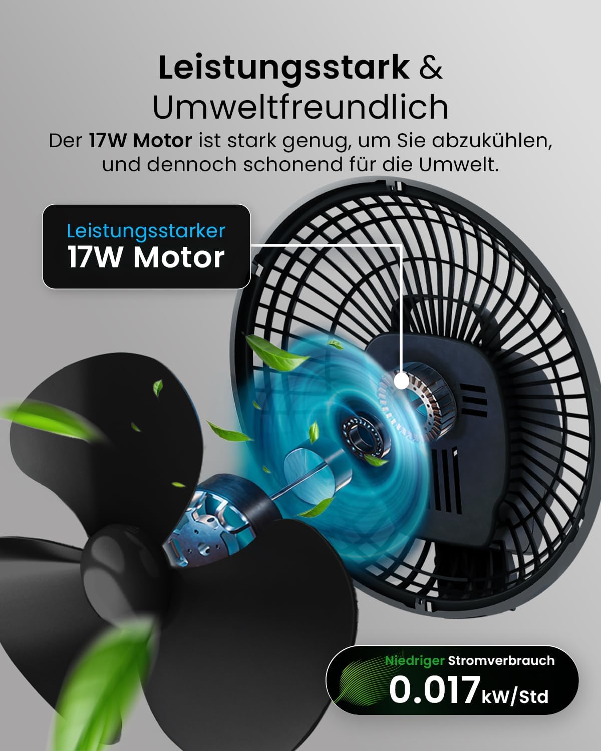 Pro Breeze Tischventilator 20 cm mit Clip, 2 Geschwindigkeiten, leise