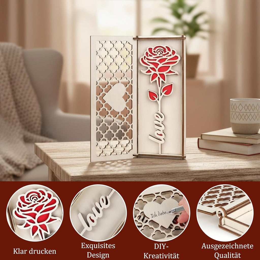 Love Holzrose rot Geschenk fuer Frauen Valentinstag Geburtstag