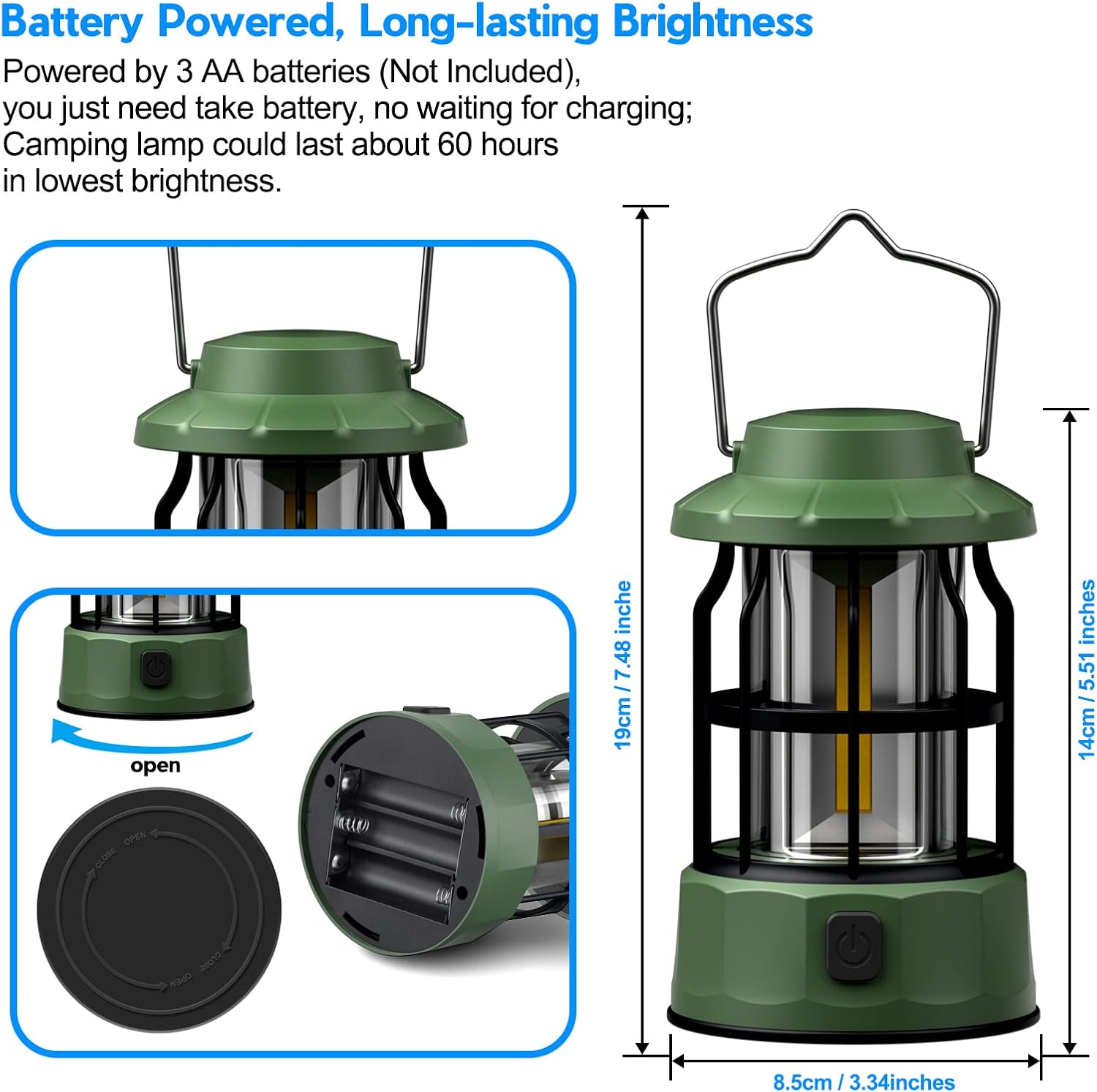 2er LED Campinglampe batteriebetrieben IPX4 wasserdicht dimmbar fuer Wandern Ange