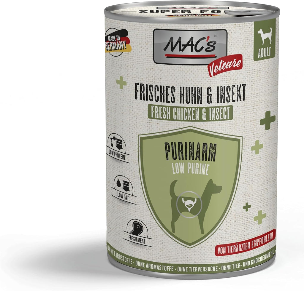 MACs Dog Vetcare Purinarm Huhn & Insekt 6x400g Hunde Nassfutter fuer Purinredukti