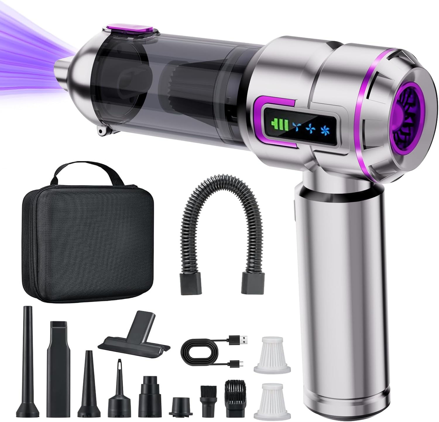Akku-Handstaubsauger kabellos 27000 Pa Mini Autostaubsauger wiederaufladbar