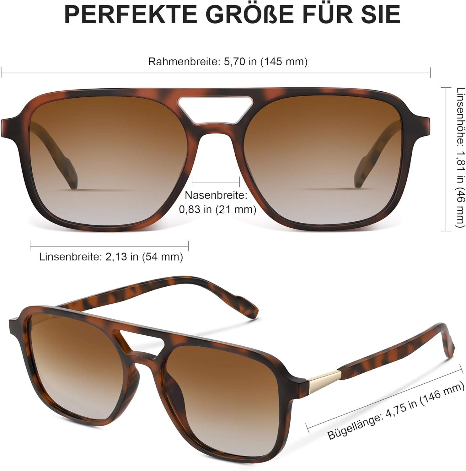 Unisex Sonnenbrille polarisiert UV400 rechteckig retro ultraleicht Damen Herren