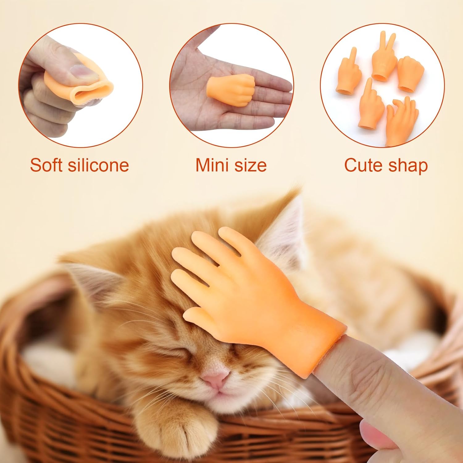 14x Mini Hände Fingerpuppen Set Gummi Tiny Hands Party Spielzeug Katze Kinder