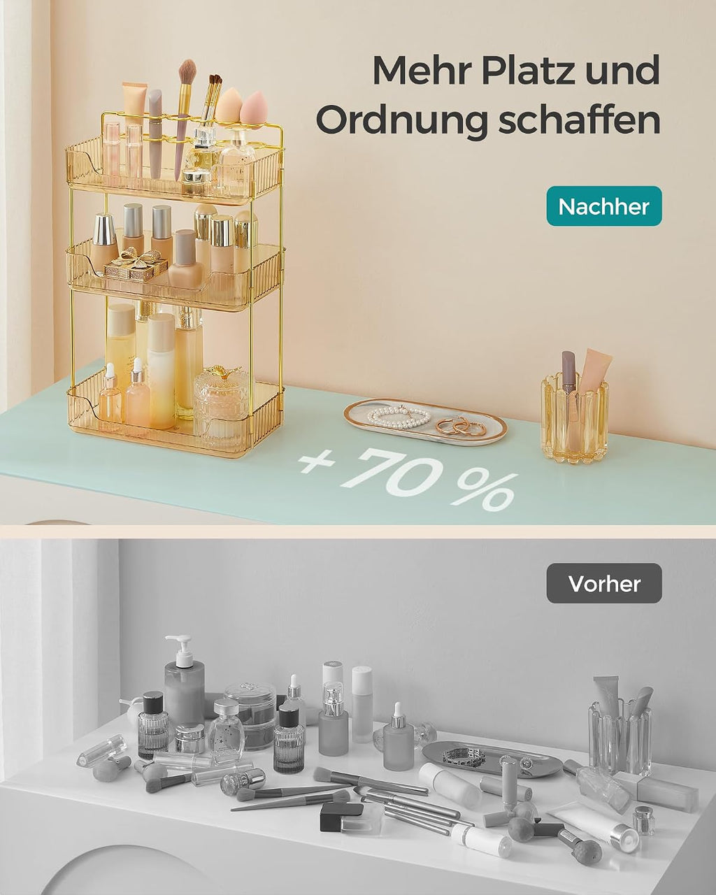 SONGMICS Make-up Organizer Kosmetik Aufbewahrung 3 Ebenen 2 Zubehoertypen