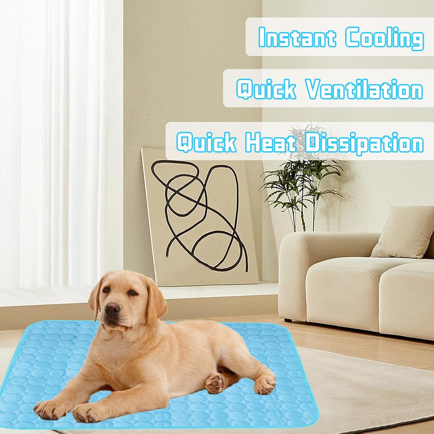 Kuehlmatte fuer Hund Katze 70×55 cm rutschfest waschbar M-XL (Rosa)
