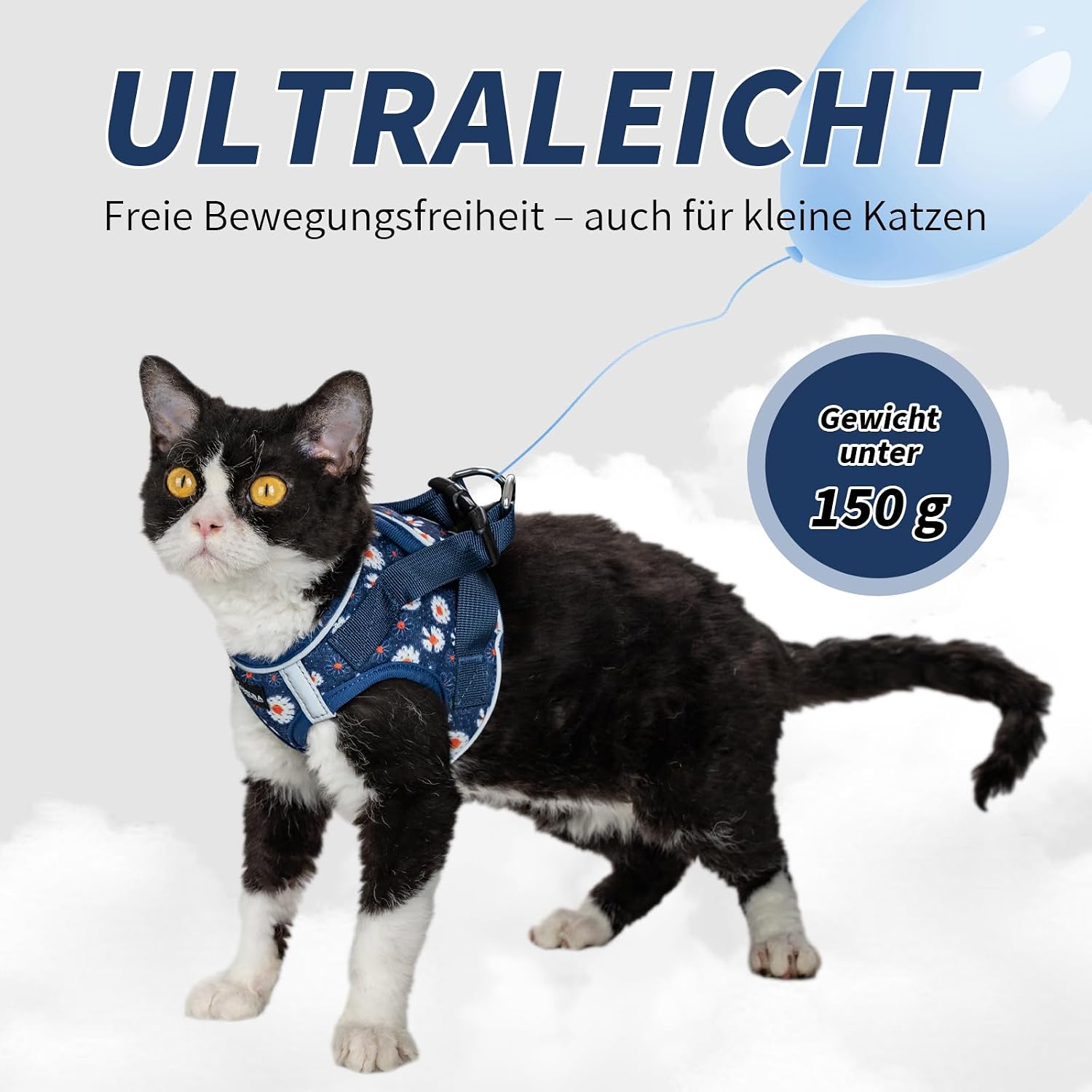 Arblina Katzengeschirr weich atmungsaktiv mit Reflektor und Leine in mehreren Farben