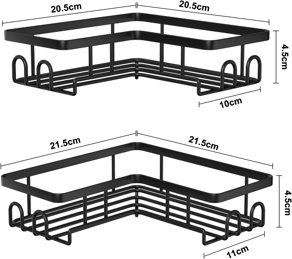 3er Set Eck-Duschablage schwarz ohne Bohren, rostfreies Duschregal