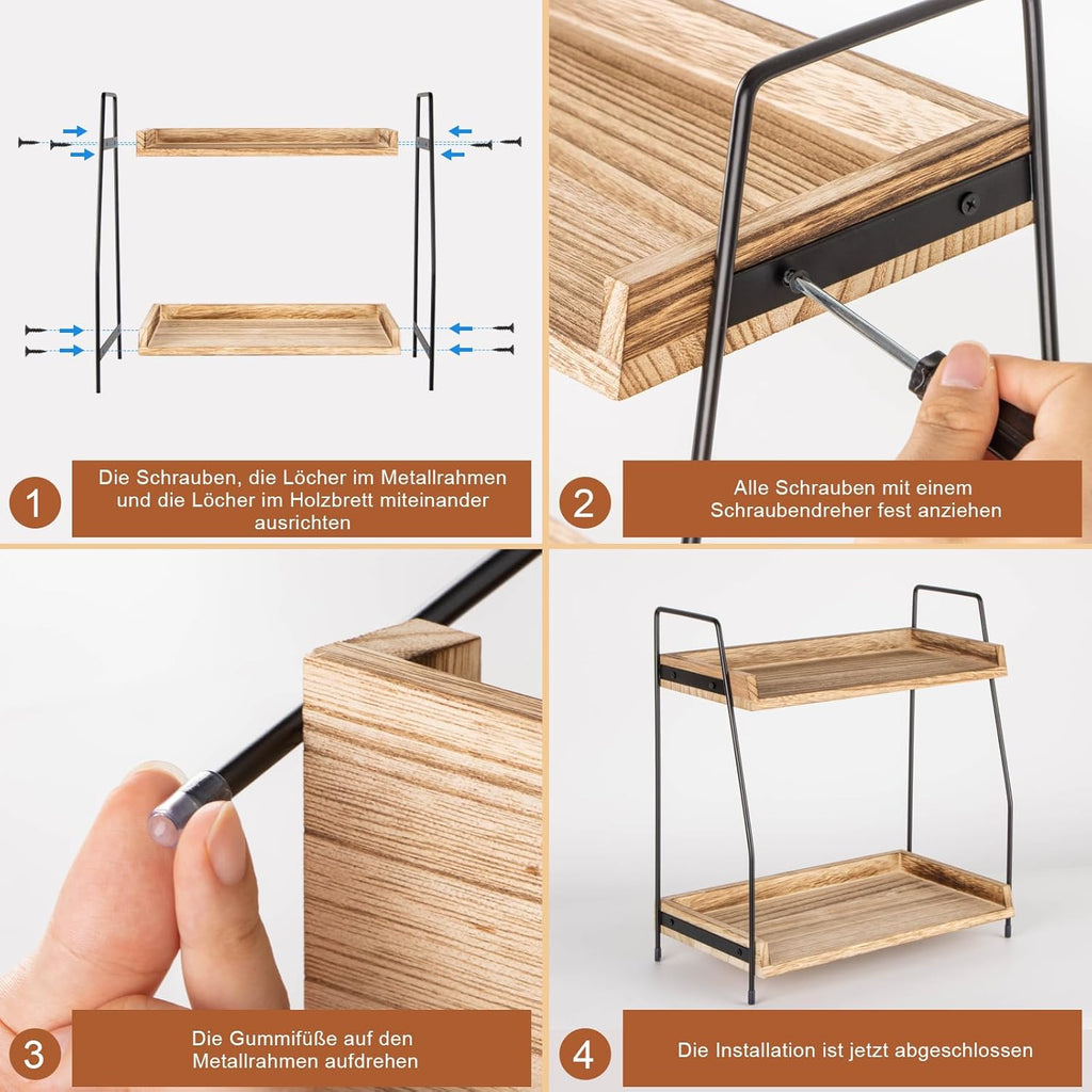 Kaffee Organizer Holz 2 Etagen Kaffeebar Kuechenregal Aufbewahrung
