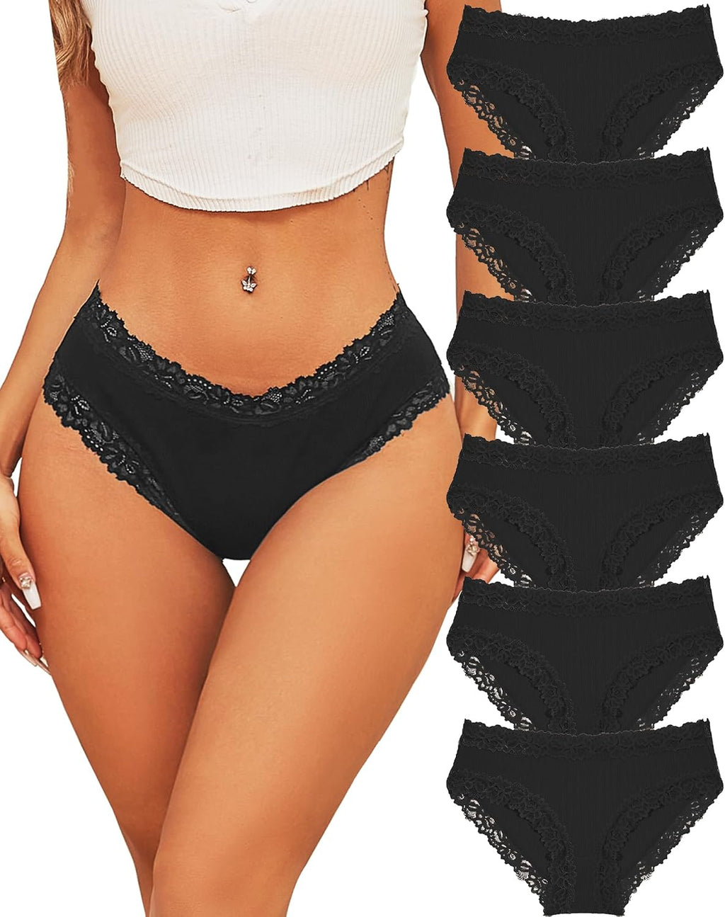 Damen Slip Brazilian atmungsaktiv Baumwolle 6er Pack S-XL