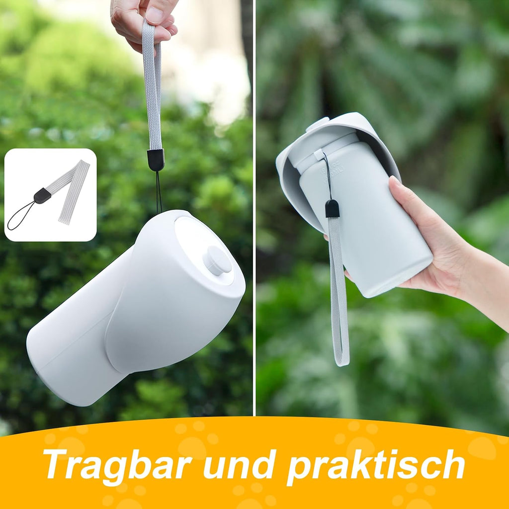 Uncle Yang faltbare Hunde-Trinkflasche 550 ml auslaufsicher Silikon Grau
