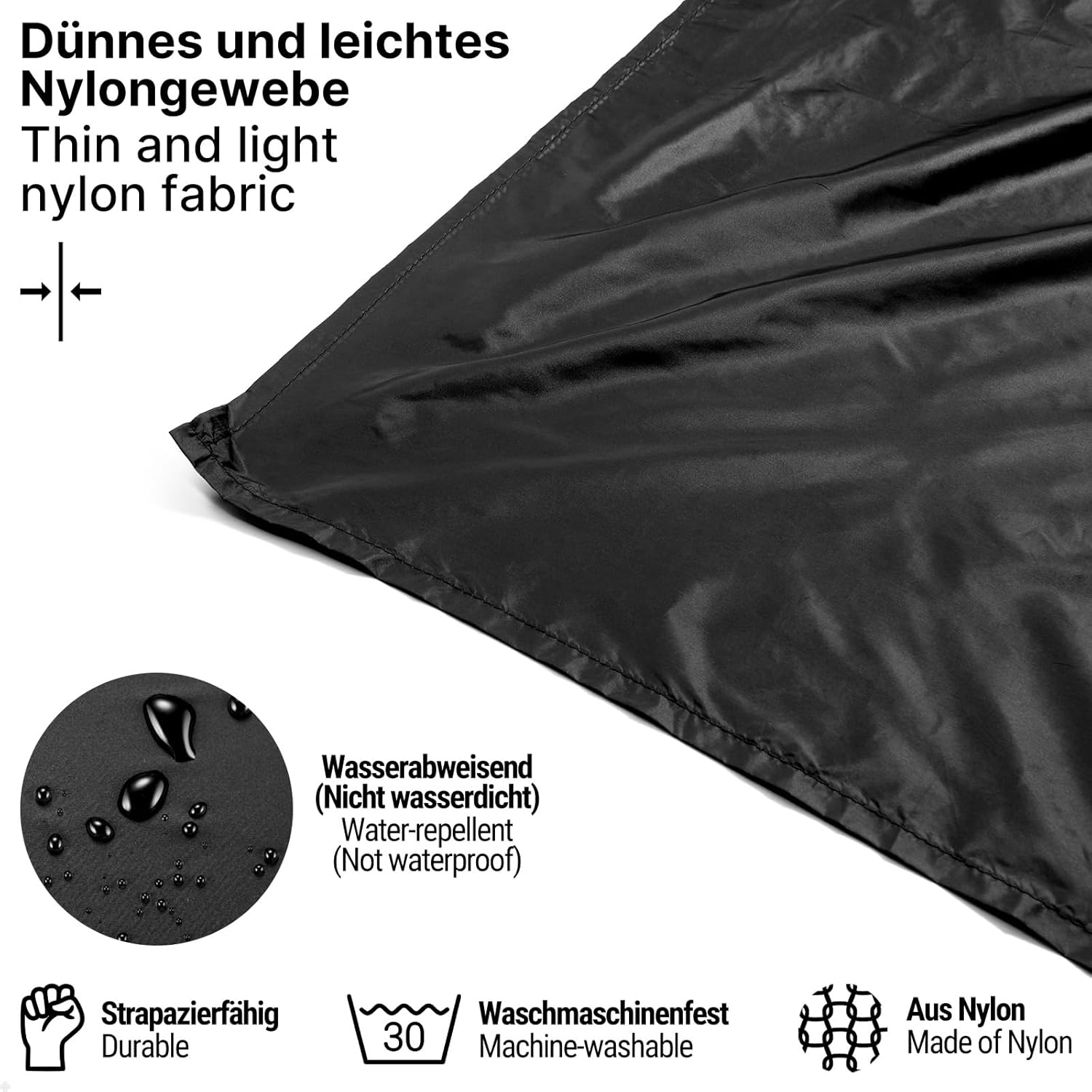Siegvoll Picknickdecke 110cm-180cm schwarz ultraleicht fuer Personen